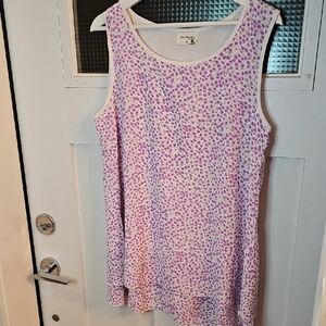 Floral Sleeveless Tank Top in Purple and White